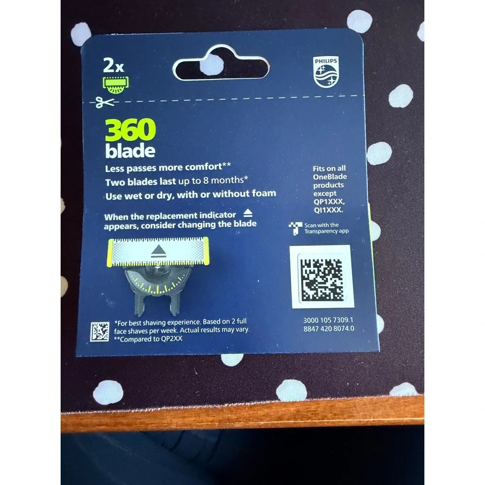 Philips‎ Norelco OneBlade 360 Replacement Blades 2 Pack Green NWT